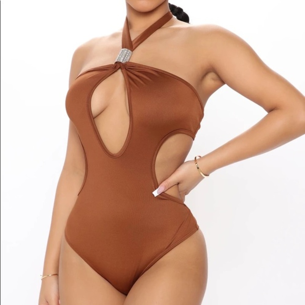 NWT FASHION NOVA BODYSUIT IN COGNAC | SZ‎ M - Picture 2 of 6